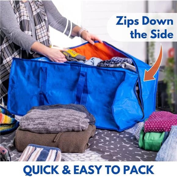 Jumbo Heavy-Duty Moving Bags, Clothing Storage Bags with Sturdy Zipper - Picture 2 of 6